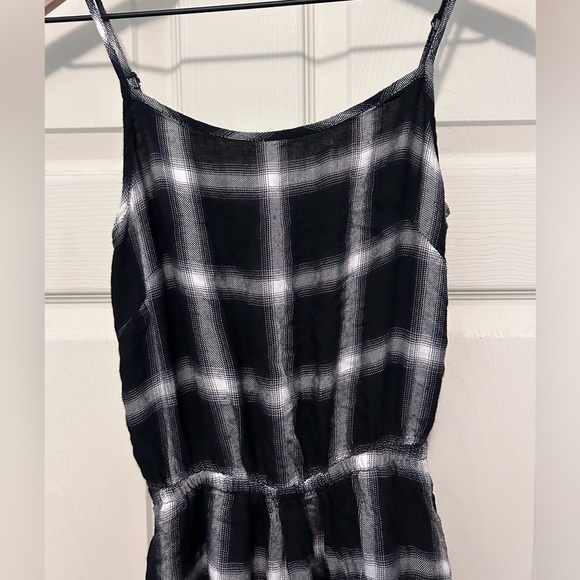 Disturbia Singles Plaid Gingham Black and White Wide Leg Jumpsuit - Picture 5 of 6
